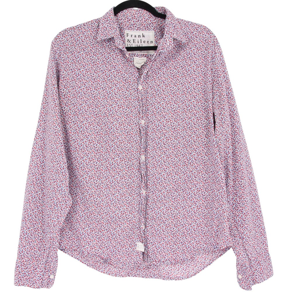 Frank & Eileen Paul Men's Size S Red White Blue Floral Cotton Button Down Shirt